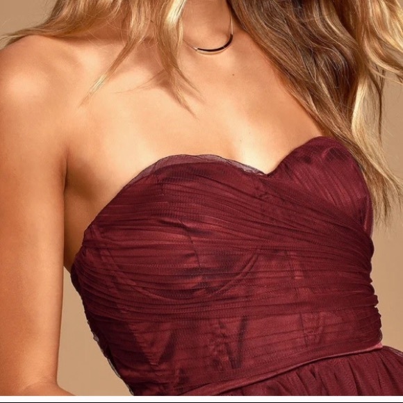 ❤️Lulus Love at First Twirl Burgundy Dress - Picture 4 of 6
